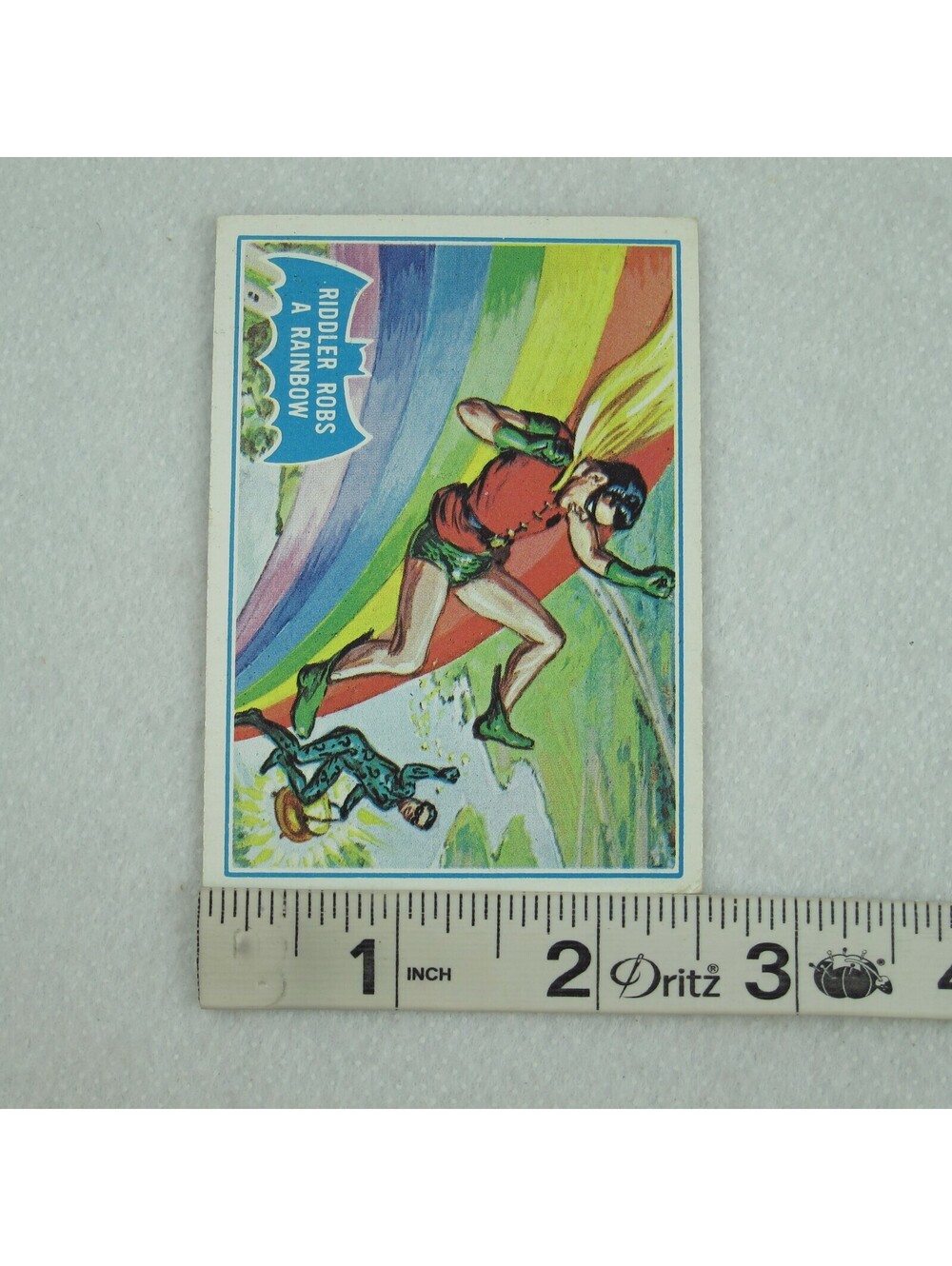 1966 Topps Batman Blue Bat Puzzle Back Card #44B Riddler Robs A Rainbow RARE! - Picture 9 of 12